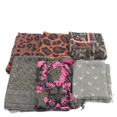 Pimkie Leopard Print Scarf with Assorted Printed Scarf Collection