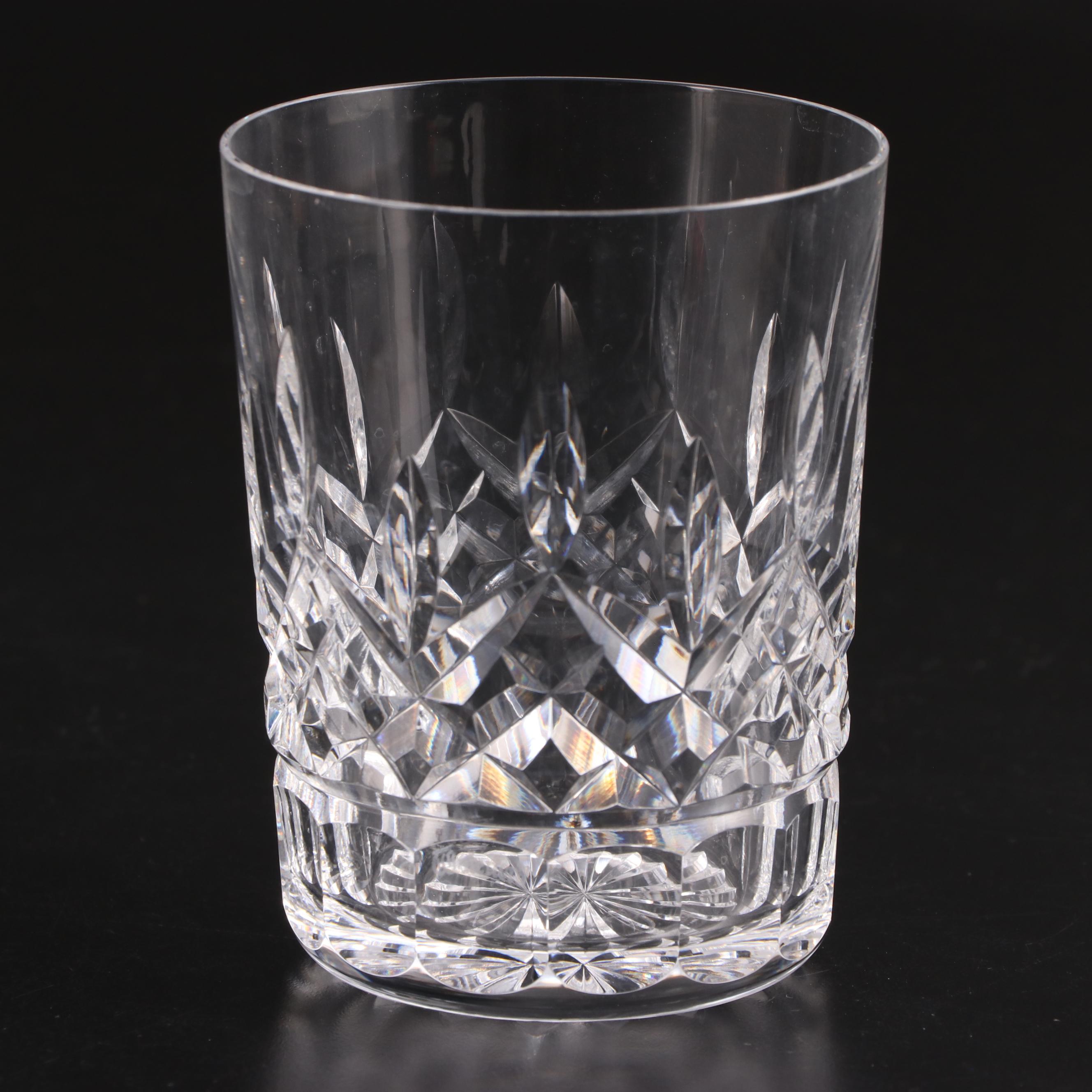 Waterford "Lismore" Old Fashioned Glasses with Silver Plate Ice Bucket