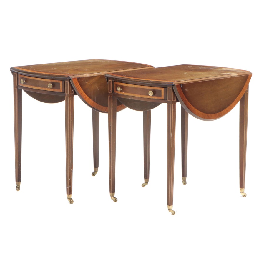 Pair of Tradition House Federal Style Mahogany and Crossbanded Pembroke Tables