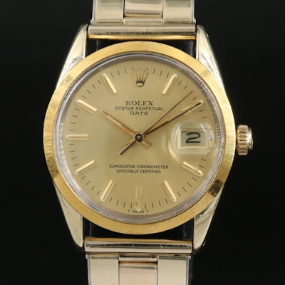 Rolex Oyster Perpetual Date Gold Shell Wristwatch