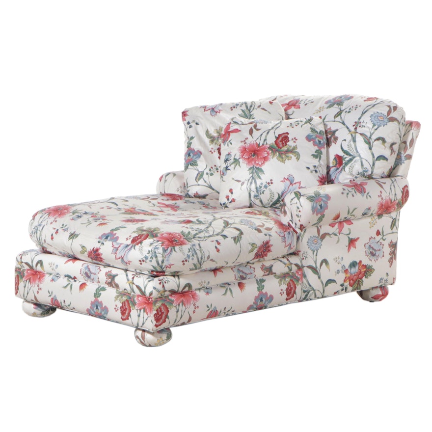 Fairfield Chair Company Floral-Upholstered Chaise Lounge, Late 20th Century