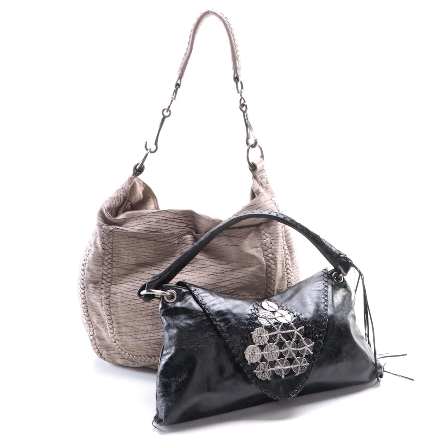 AllSaints Hobo Bag in Textured Leather and Via Spiga Flap Shoulder Bag