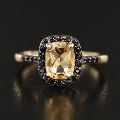 Sterling Citrine and Spinel Ring