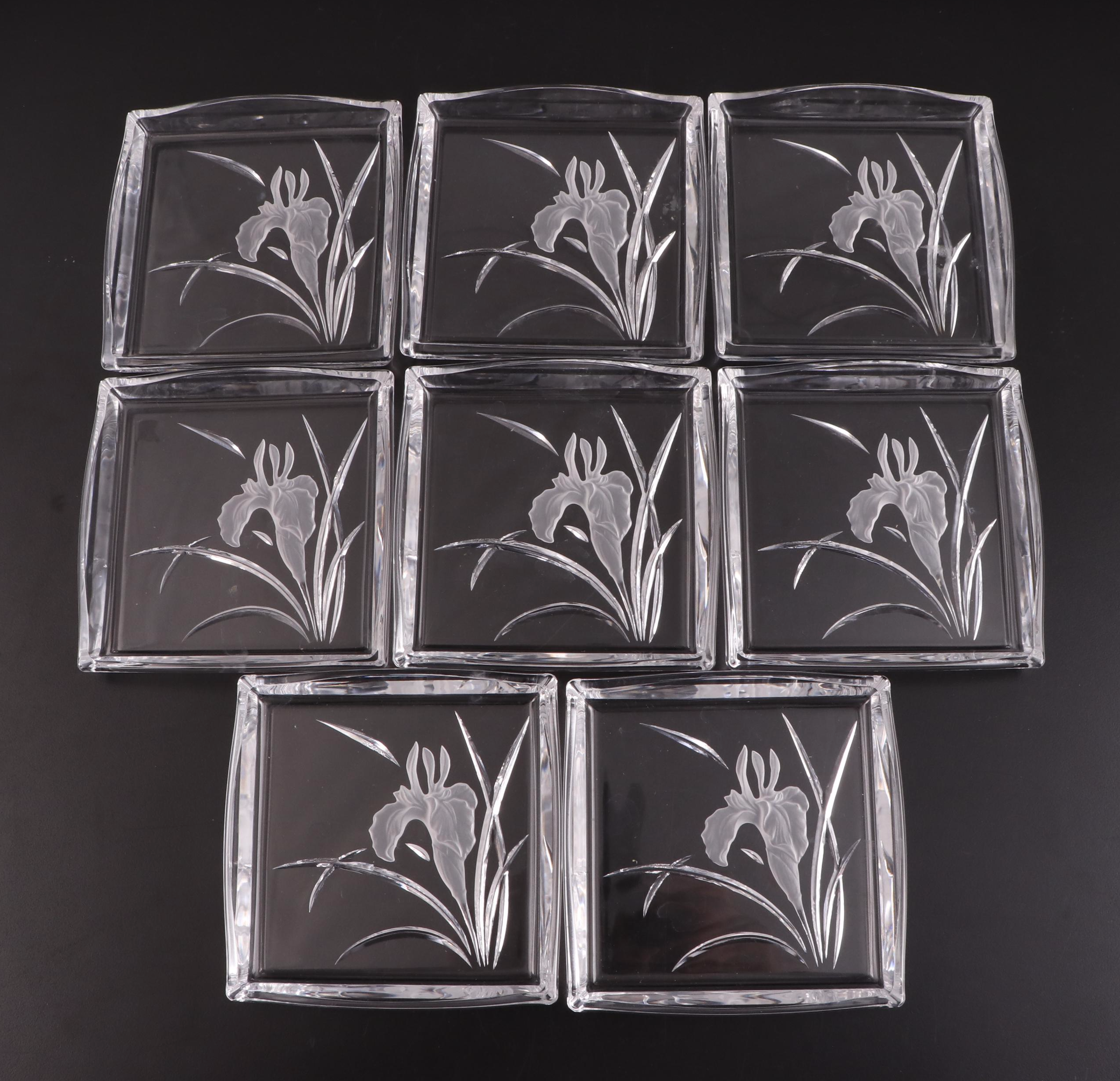 Hoya Reverse Etched Glass Appetizer Plates and Lenox Bread Tray EBTH