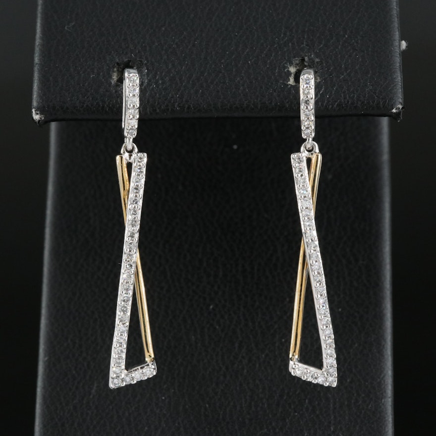 10K Diamond Crossover Earrings
