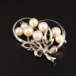Mikimoto Sterling Pearl Brooch