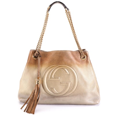 Gucci Medium Soho Shoulder Bag in Ombré Metallic Grain Leather with Tassel