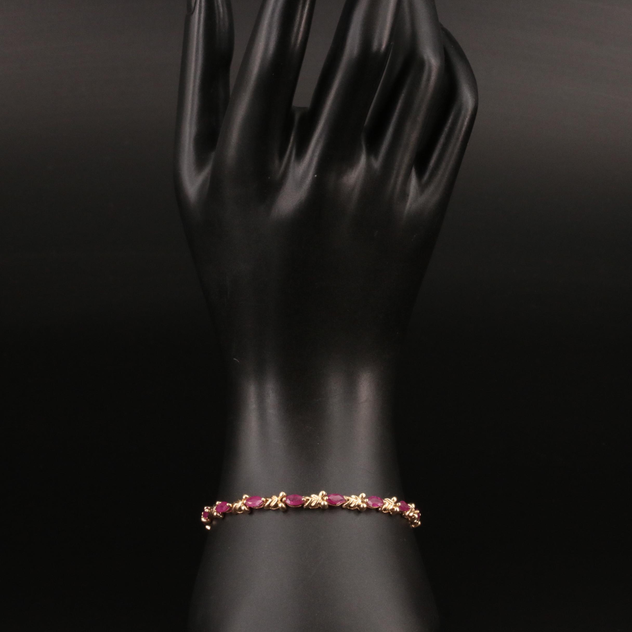 14K Ruby Station Bracelet EBTH