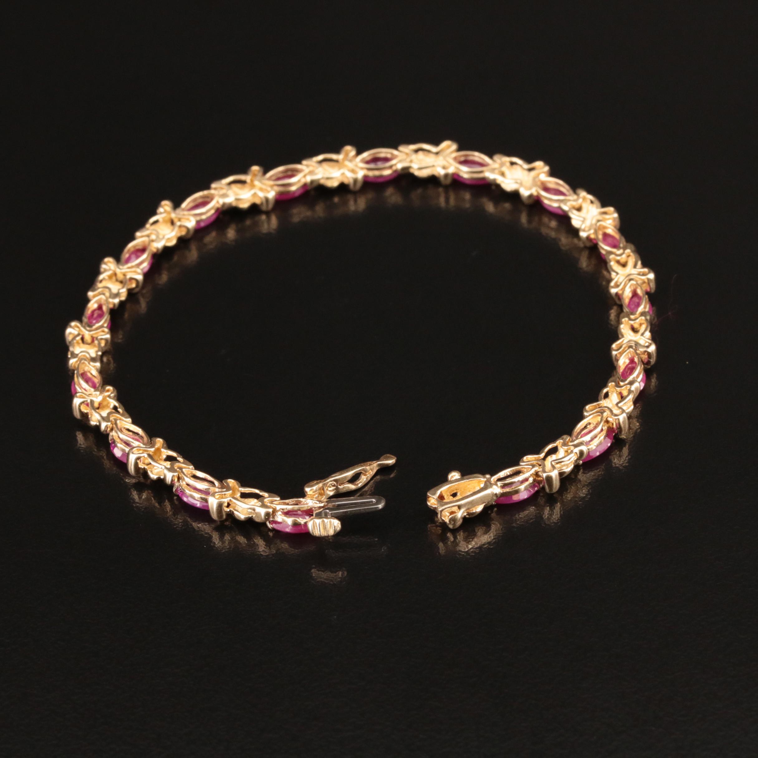 14K Ruby Station Bracelet EBTH