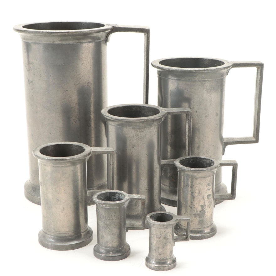 French Pewter Graduated Measuring Cups Set