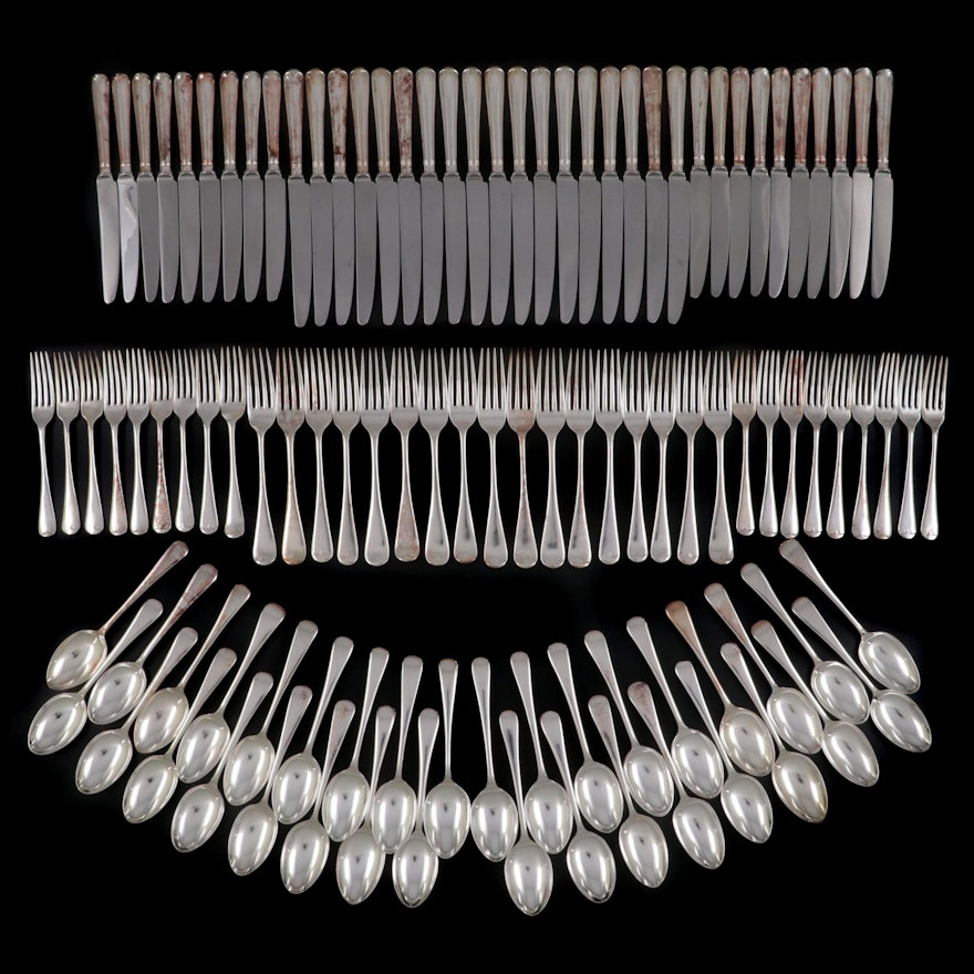 English Silver Plate Tipped Handled Flatware Set