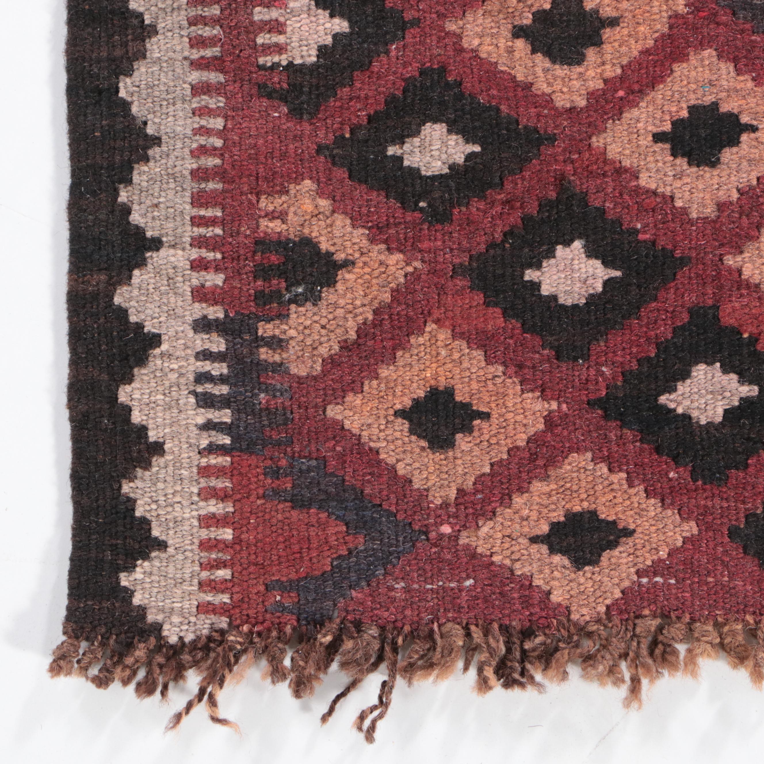 2' x 2'7 Handwoven Afghan Kilim Remnant Rug EBTH