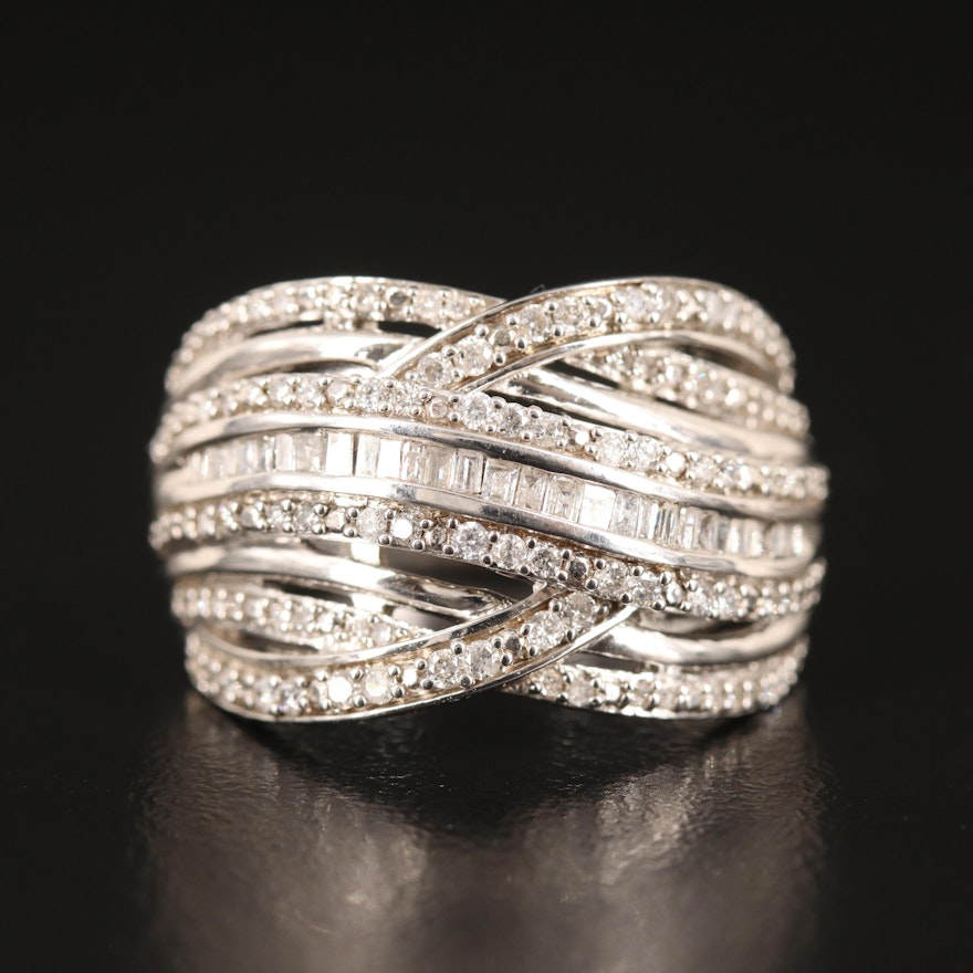 Diamond Crossover Ring in Sterling