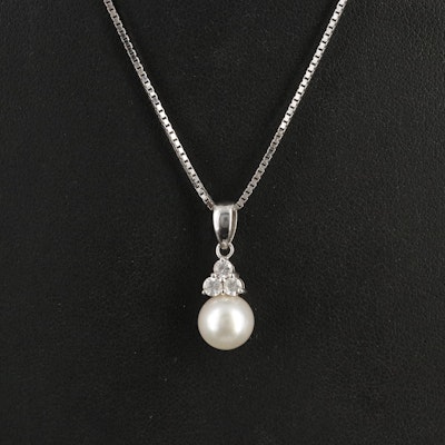 Blue Lagoon by Mikimoto Sterling Pearl and Topaz Pendant Necklace