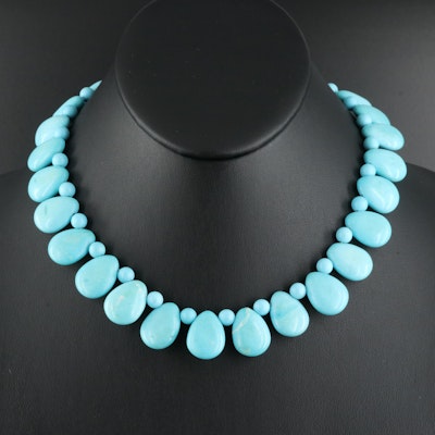 Magnesite Bead Necklace with Sterling Clasp