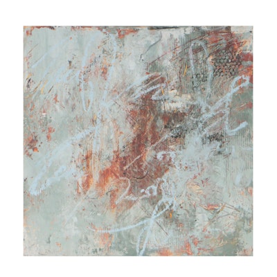 Cindy Walton Abstract Oil and Cold Wax Painting "Ancient Writings 3"