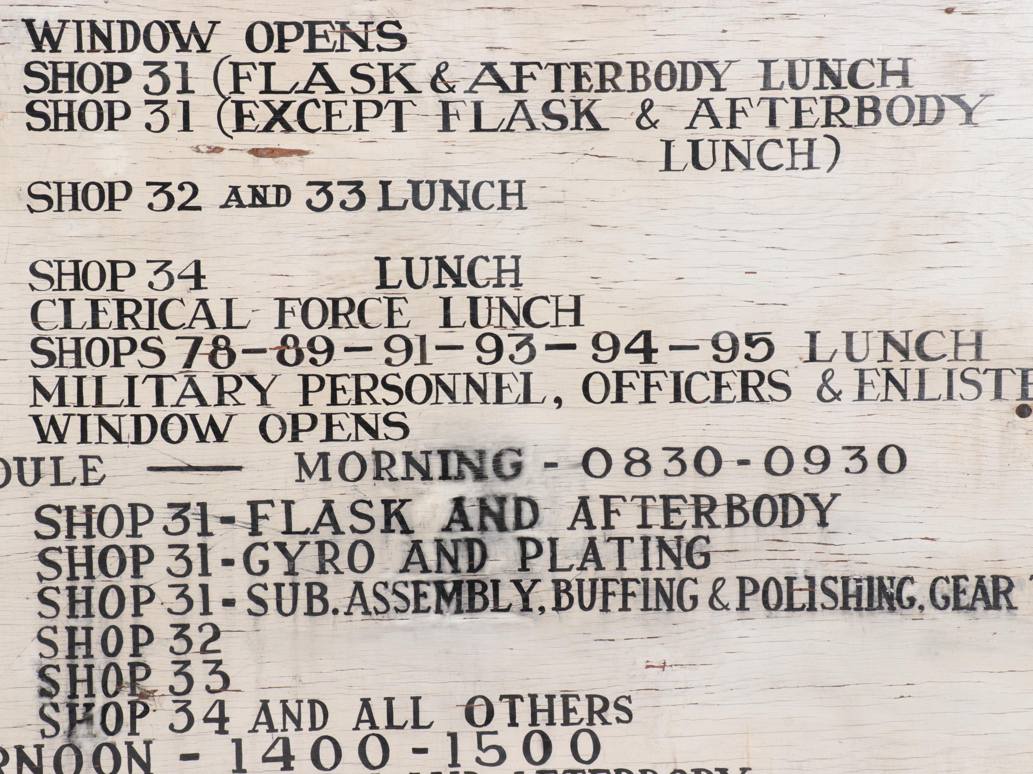 HandPainted Military Cafeteria Sign EBTH