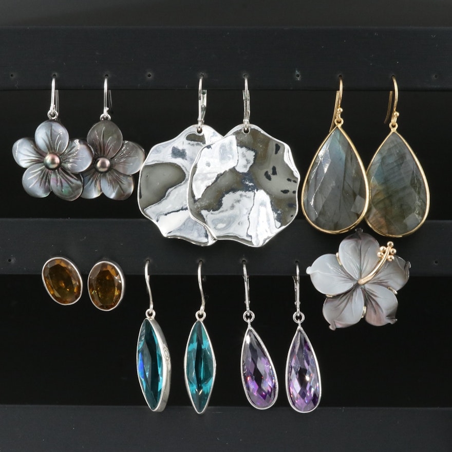 Mother-of-Pearl, Labradorite and Sterling Featured in Earring Selection