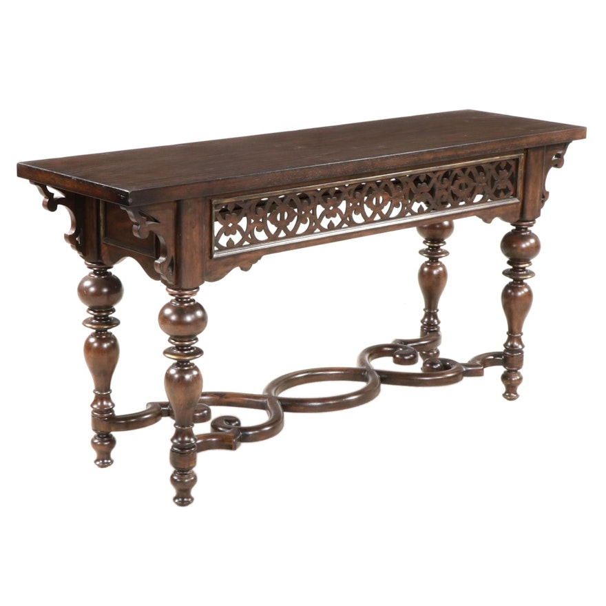 Thomasville "Cassara" Baroque Style Pierced and Turned Wood Console Table