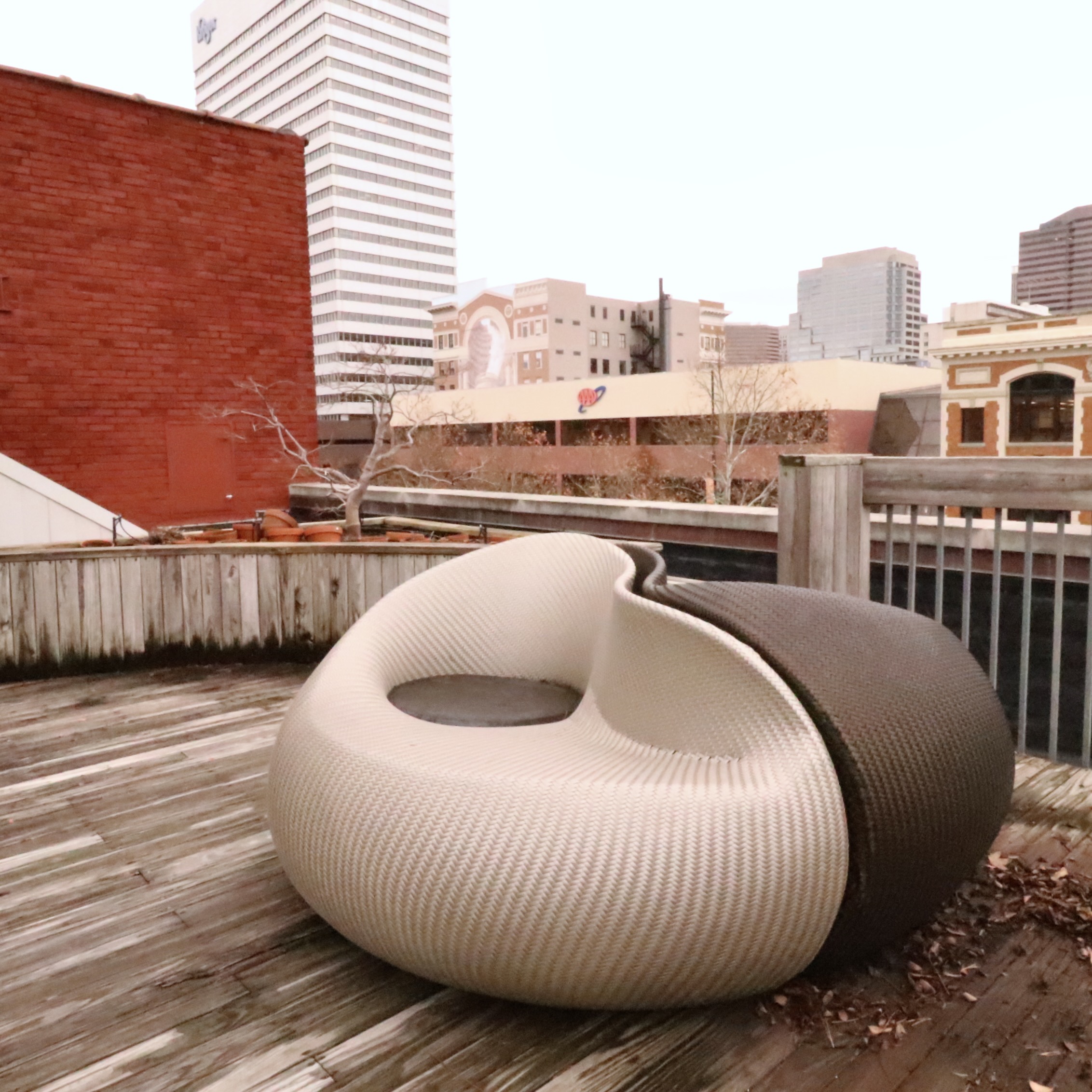 Dedon "Yin Yang" Outdoor Woven Synthetic Swivel Lounging Sofa EBTH