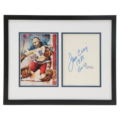 Jim Craig Signed Framed Olympics Display With Cut Signature, Giclée Print