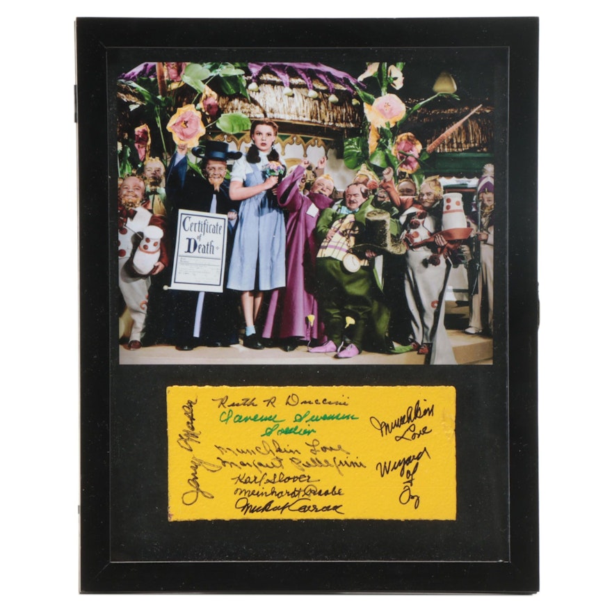 Wizard Of Oz Framed Display With Munchkins Signed Yellow Brick, Giclée Print