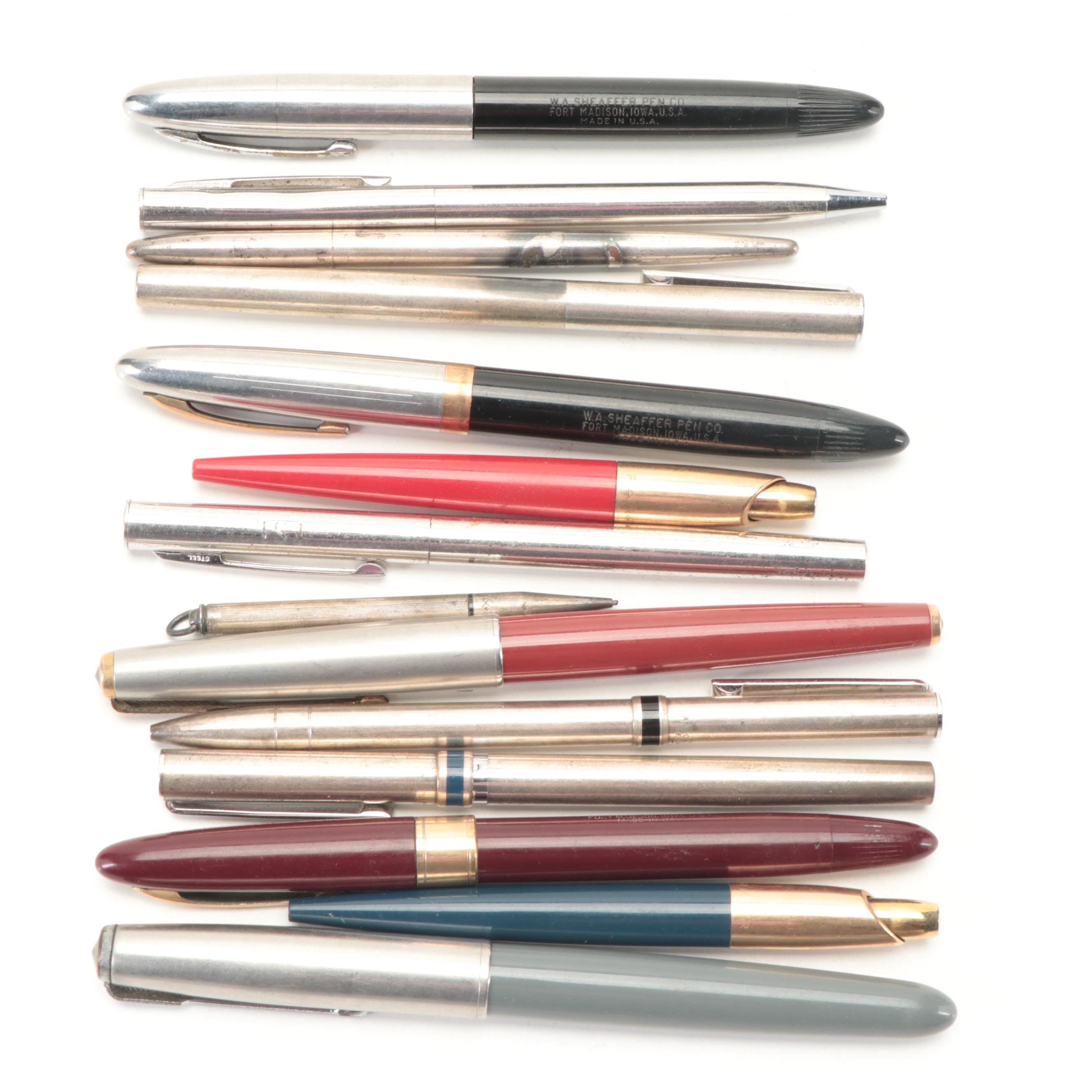 Sheaffer, More Ballpoint, Fountain Pens With 14K Gold Nibs and Sterling