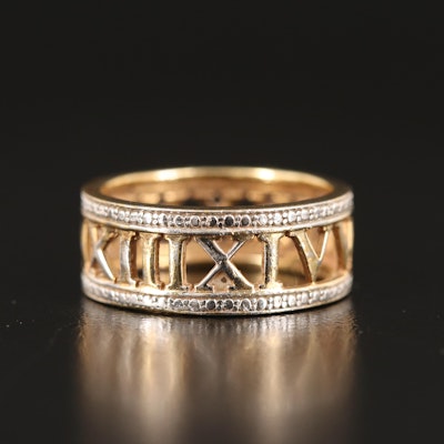 Diamond Roman Numeral Band in Sterling