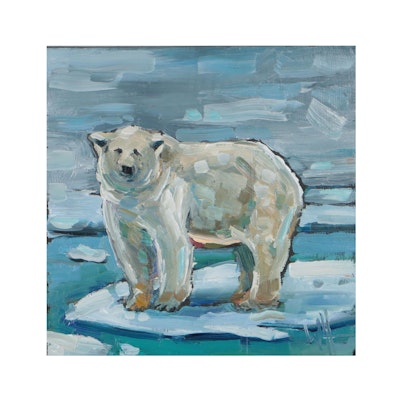 William Hawkins Oil Painting "Fuzzy Cold Bear," 2022
