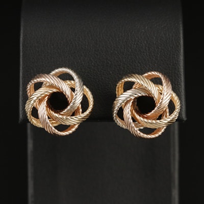 14K Tri-Color Love Knot Earrings Including Rose Gold