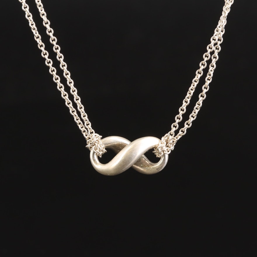 Tiffany & Co. Sterling Infinity Double Chain Necklace