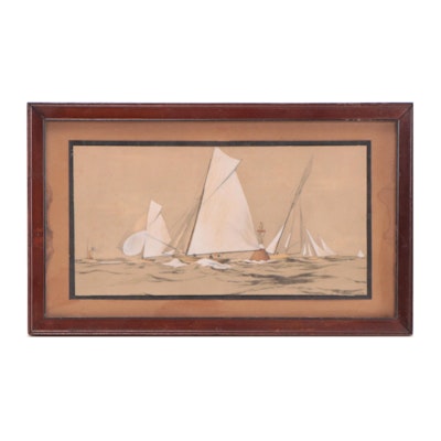 Hand-Embellished Nautical Scene Photogravure