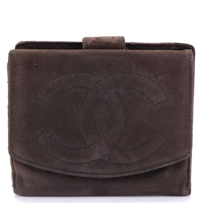 Chanel Compact Wallet in Dark Brown Leather