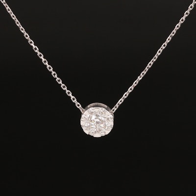 18K Diamond Cluster Pendant Necklace