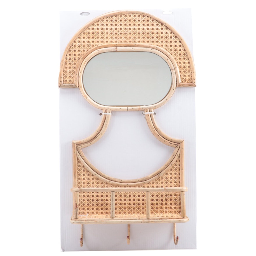 Opalhouse Designed with Jungalow Rattan Mirrored Wall Basket with Hooks