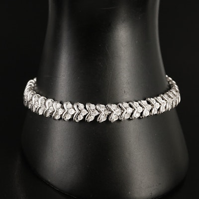 Sterling 1.02 CTW Diamond Chevron Link Bracelet