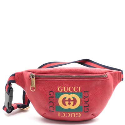 Gucci Small Belt Bag in Printed Red Leather
