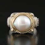 Konstantino Sterling Baroque Pearl Ring with 22K Accent
