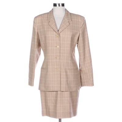 Burberrys Plaid Wool Skirt Suit