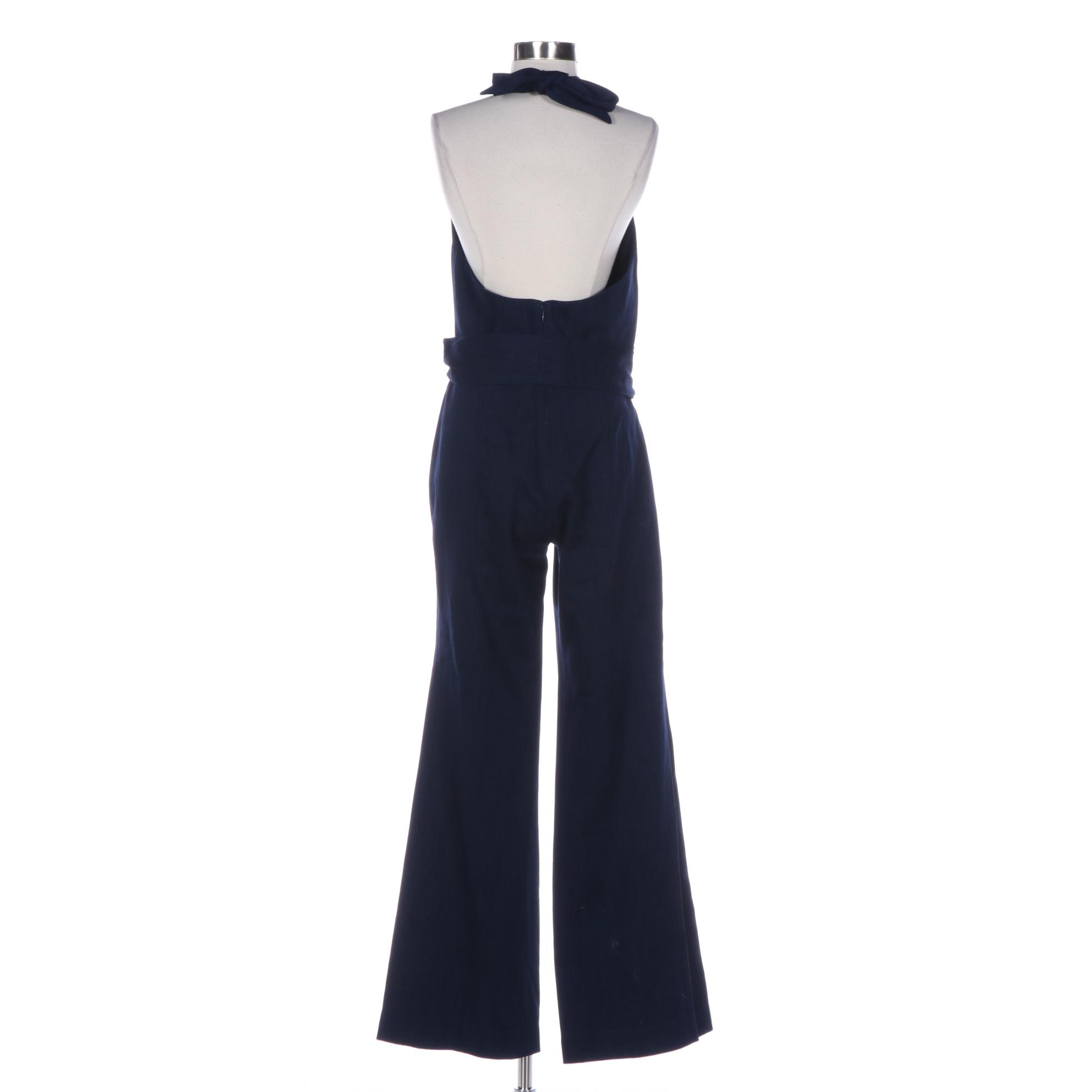 Josie Natori Halter Flare Leg Jumpsuit in Denim EBTH