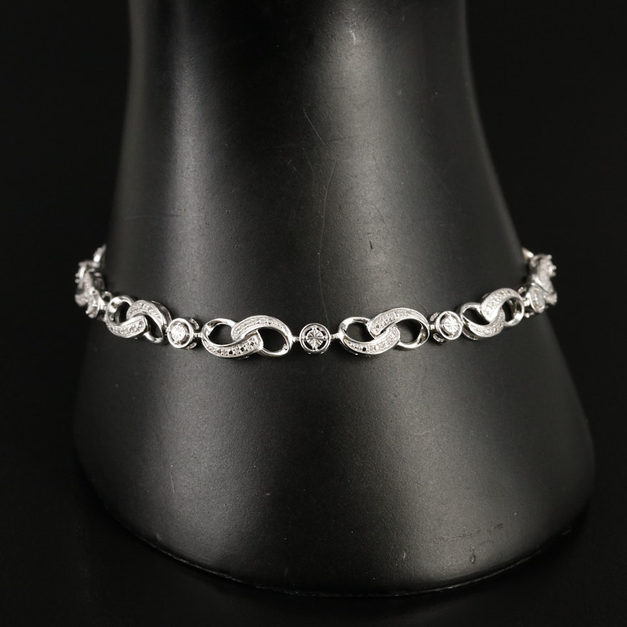 Sterling Diamond Infinity Bracelet