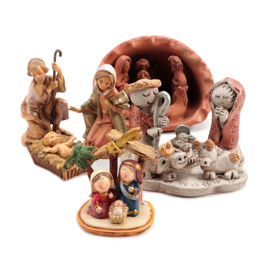 Guatemalan Handmade Clay Crèche with Other Nativity Sets