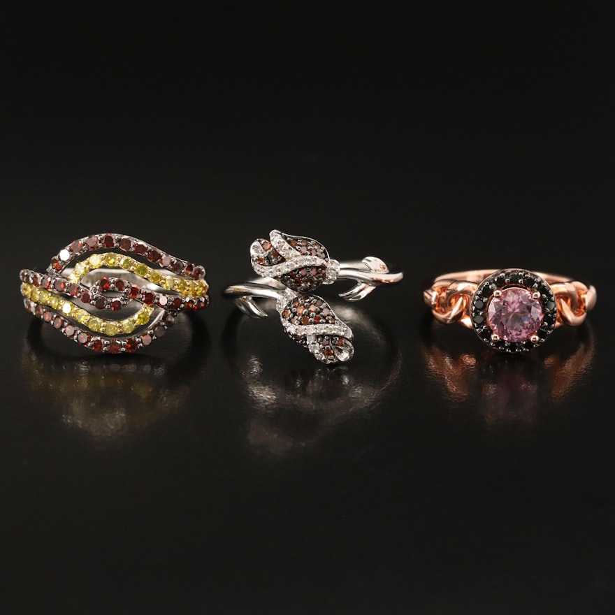 Sterling Diamond and Spinel Rings