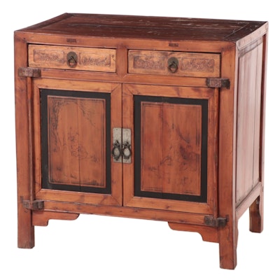 Chinese Hardwood Cabinet with Carved Details, Early to Mid-20th Century