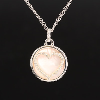 Sterling Diamond and Mother-of-Pearl Heart Pendant Necklace