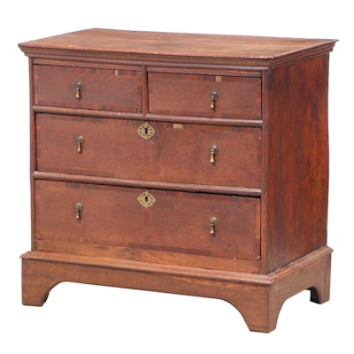 George I Oak, Walnut, and Crossbanded Four-Drawer Chest, Early 18th Century