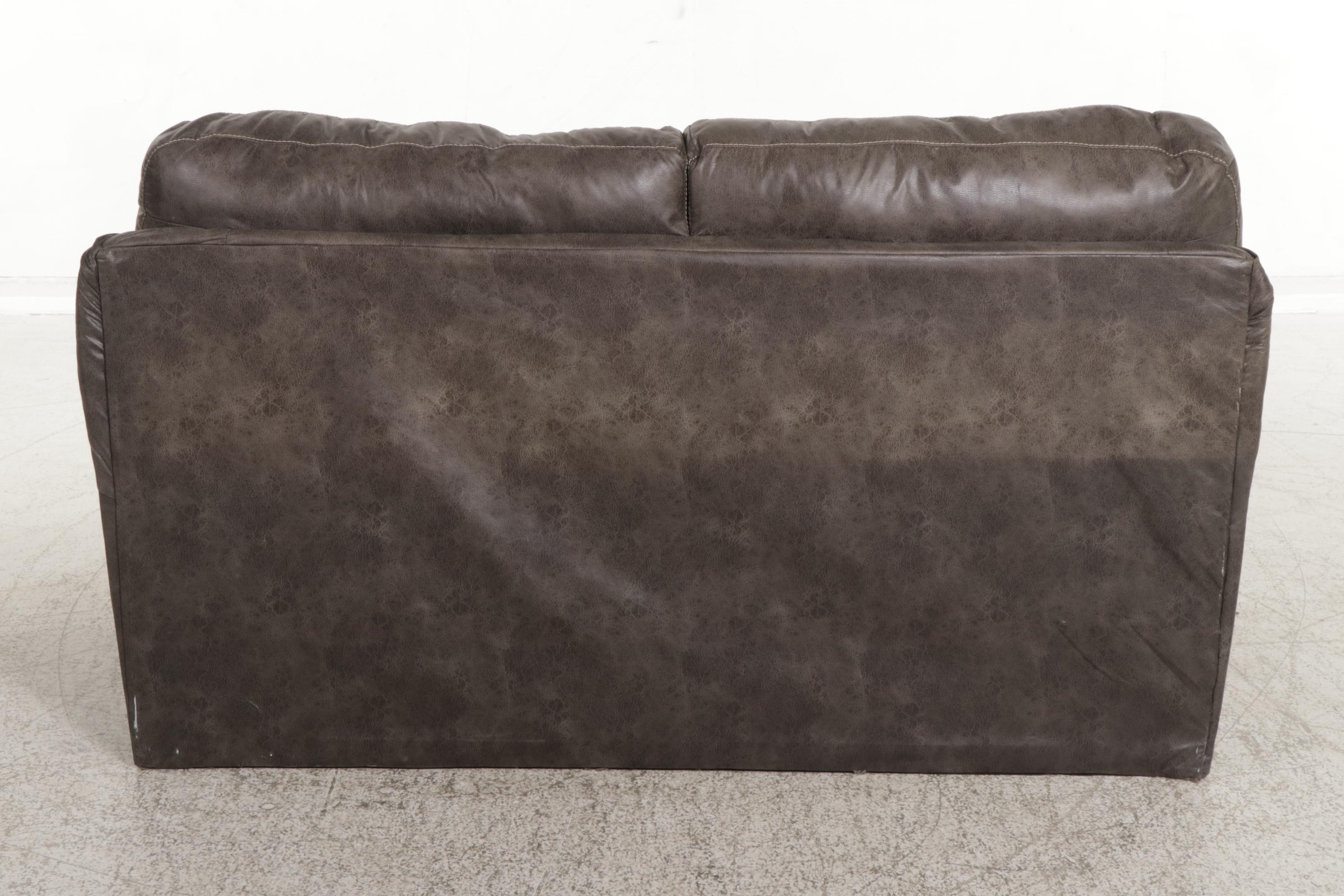 Peak Living Faux Leather Upholstered Pillow Arm Loveseat, 21st Century