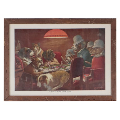 Offset Lithograph After Cassius Coolidge "Pinched With Four Aces"