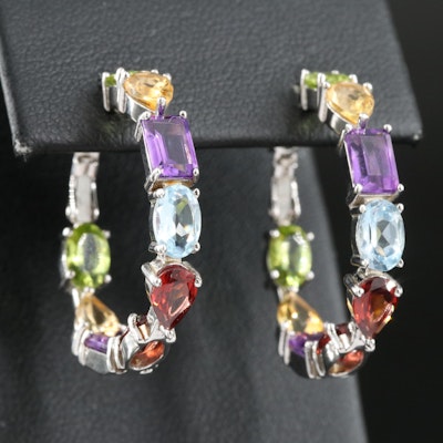 Sterling Peridot, Amethyst and Citrine Inside-Out Earrings