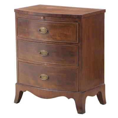 Irwin Federal Style Mahogany Three-Drawer Bowfront Bedside Chest